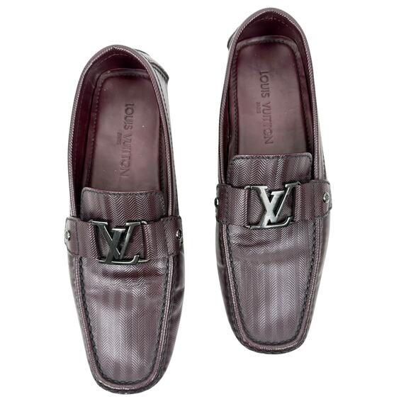 Louis Vuitton Monte Carlo Leather Drivers Loafers Burgundy Size 9 - Picture 3 of 11